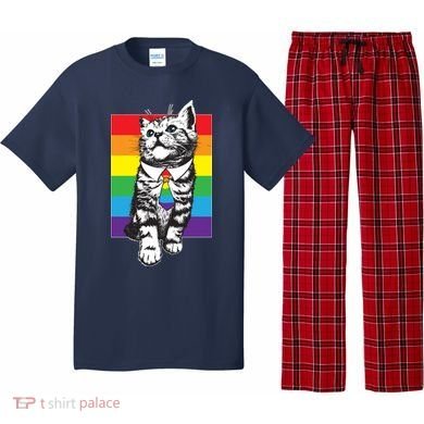 Retro Gay Pride Ally Support Kitten Pajama Set