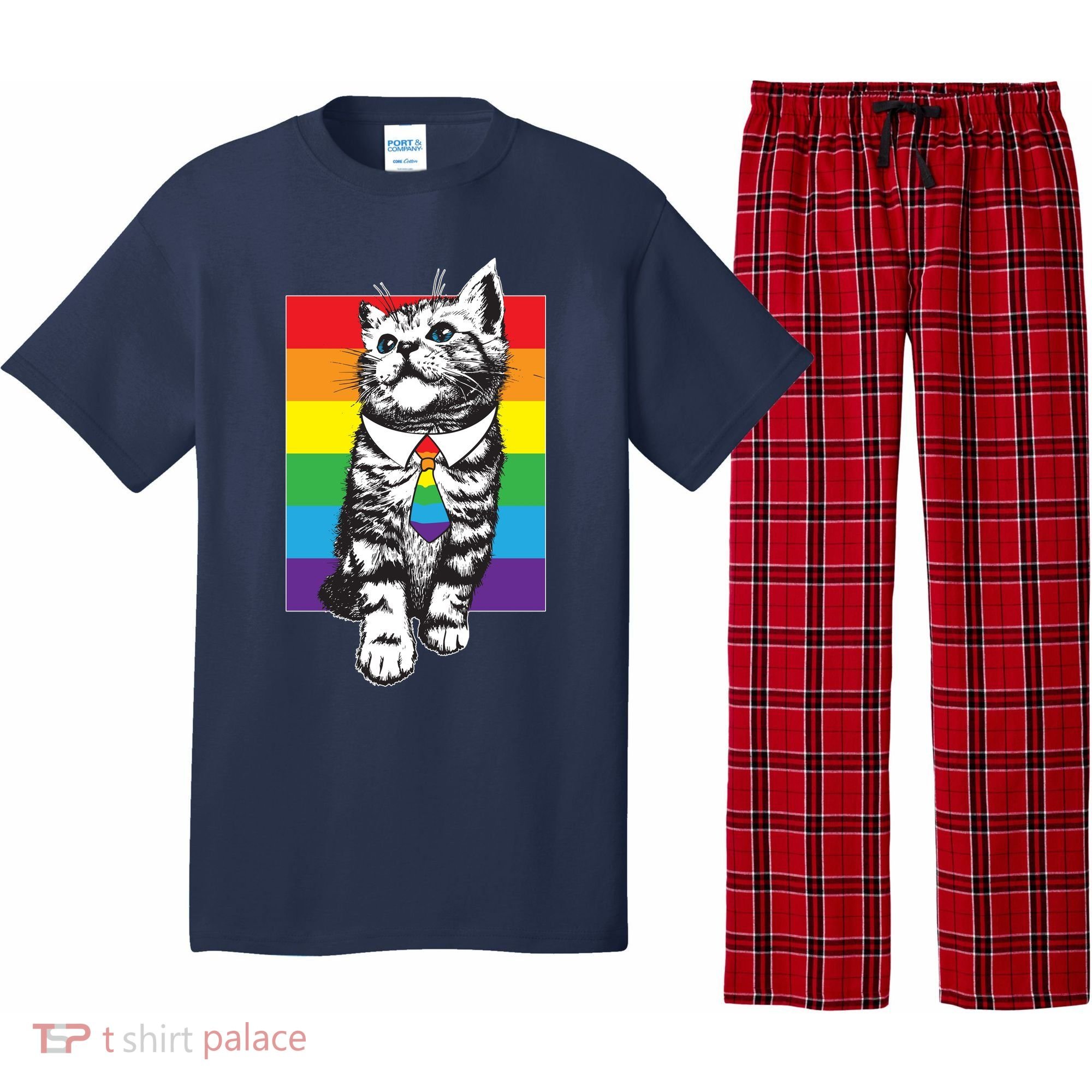 Retro Gay Pride Ally Support Kitten Pajama Set