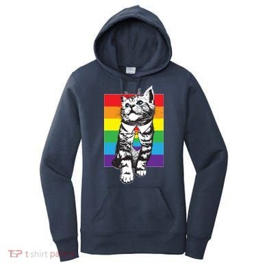 Retro Gay Pride Ally Support Kitten Women's Hoodie
