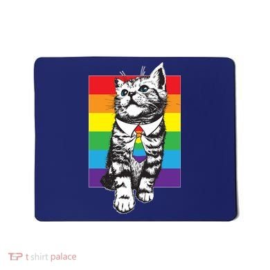 Retro Gay Pride Ally Support Kitten Mousepad