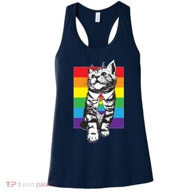 Retro Gay Pride Ally Support Kitten Women's Tank Top