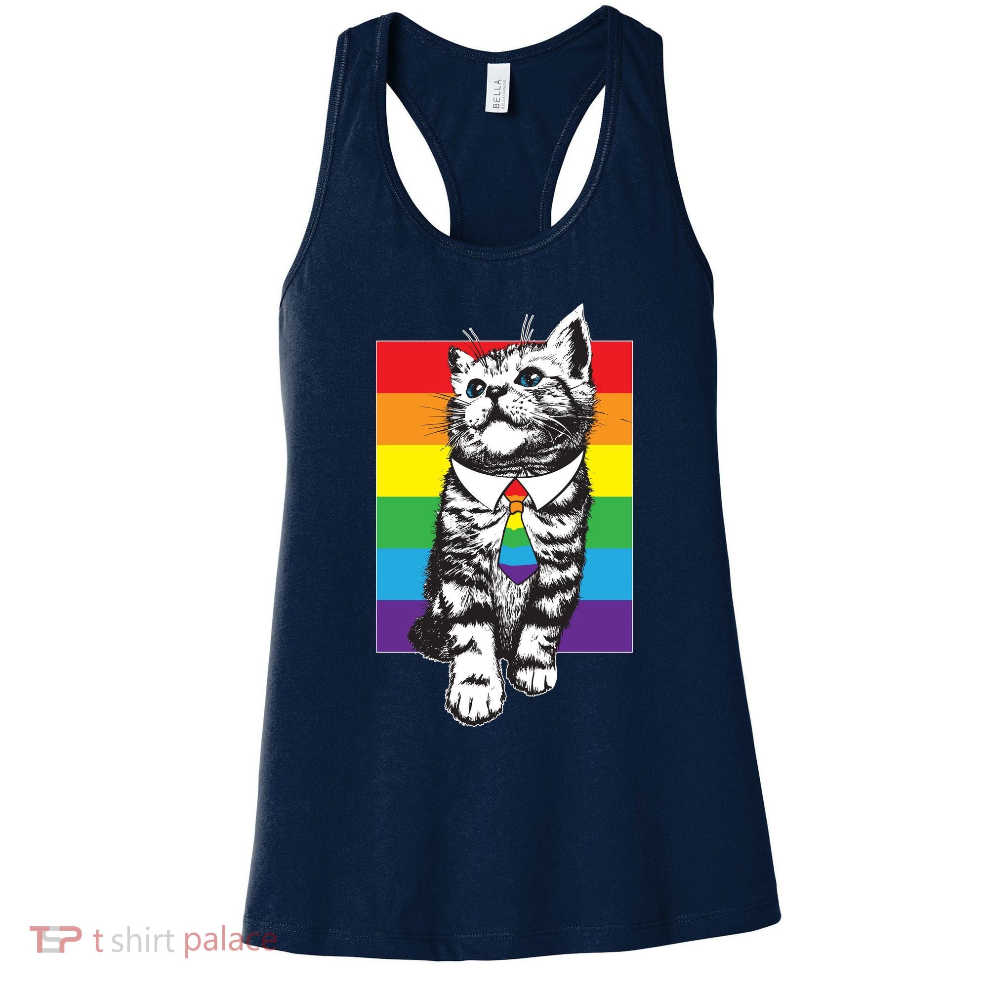 Retro Gay Pride Ally Support Kitten Women's Tank Top