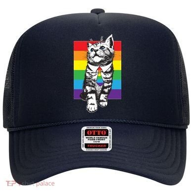 Retro Gay Pride Ally Support Kitten Hat