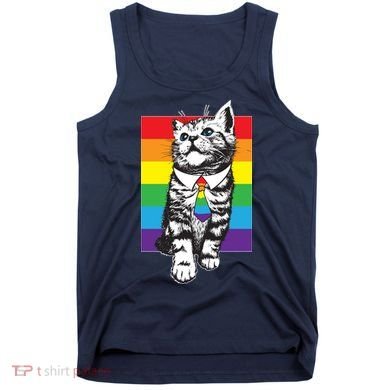 Retro Gay Pride Ally Support Kitten Tank Top