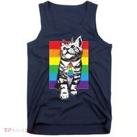 Retro Gay Pride Ally Support Kitten Tank Top thumb 0
