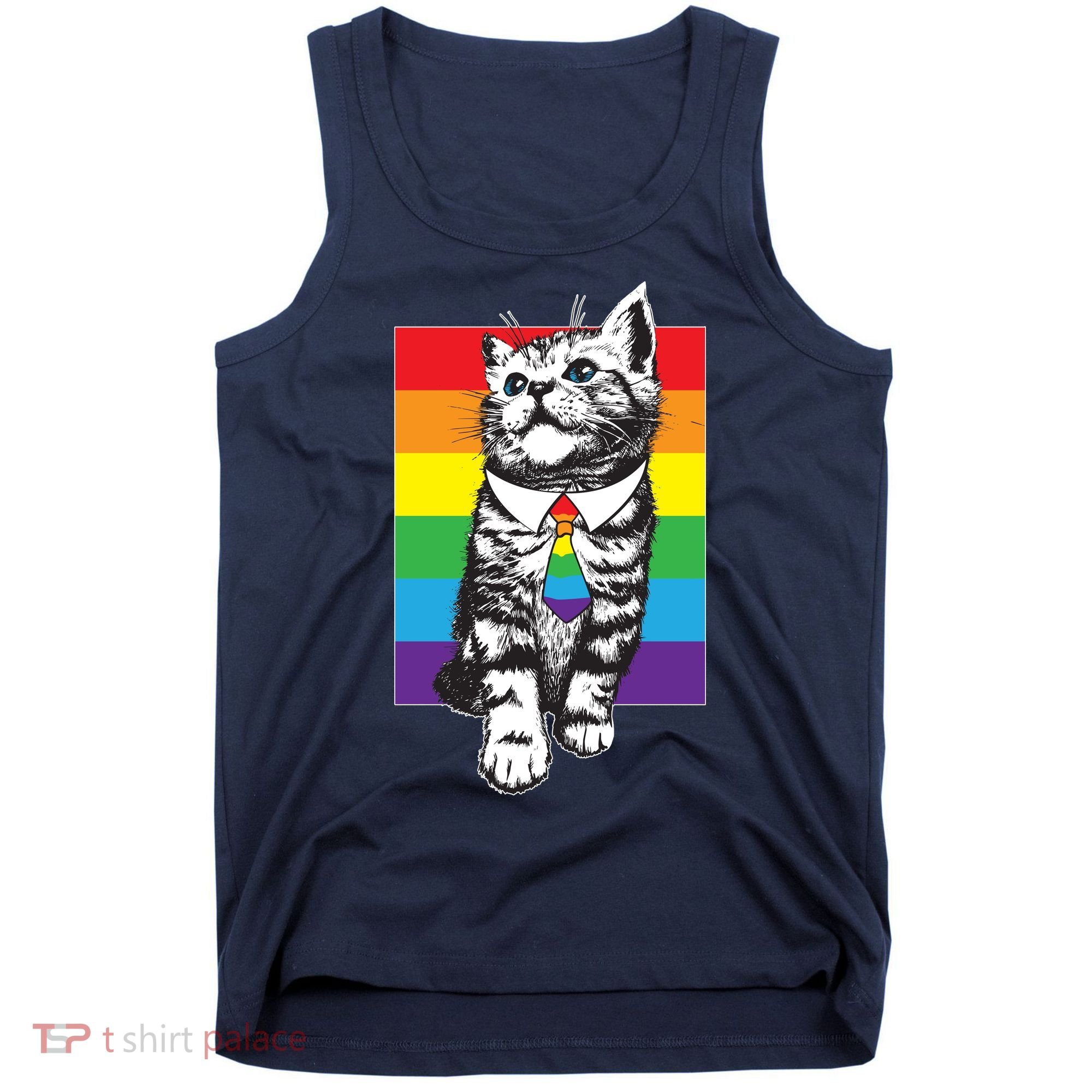 Retro Gay Pride Ally Support Kitten Tank Top