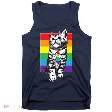 Retro Gay Pride Ally Support Kitten Tank Top