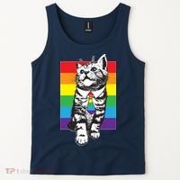 Retro Gay Pride Ally Support Kitten Tank Top thumb 2
