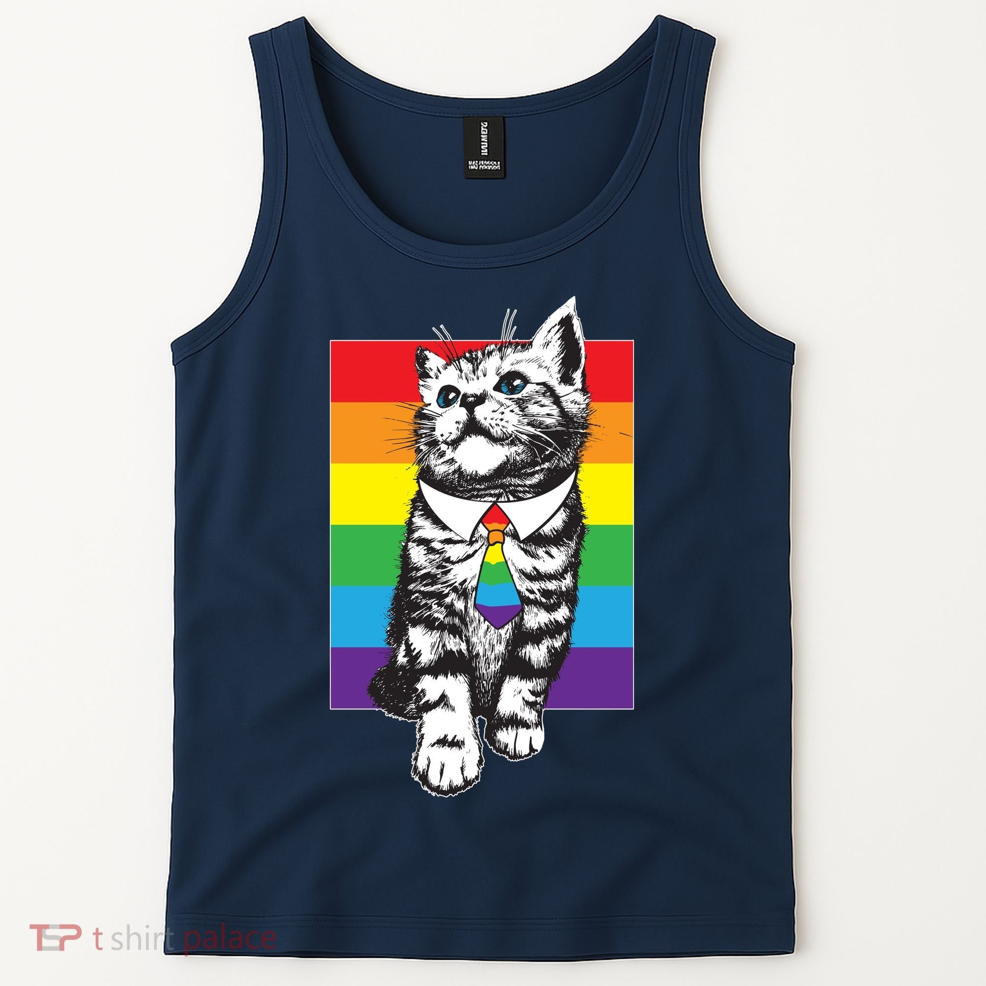 Retro Gay Pride Ally Support Kitten Tank Top
