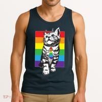 Retro Gay Pride Ally Support Kitten Tank Top thumb 3