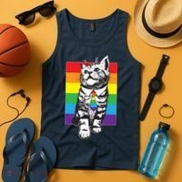 Retro Gay Pride Ally Support Kitten Tank Top thumb 4