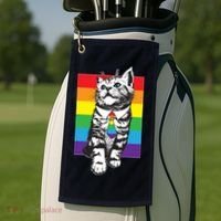 Retro Gay Pride Ally Support Kitten Golf Towel thumb 2