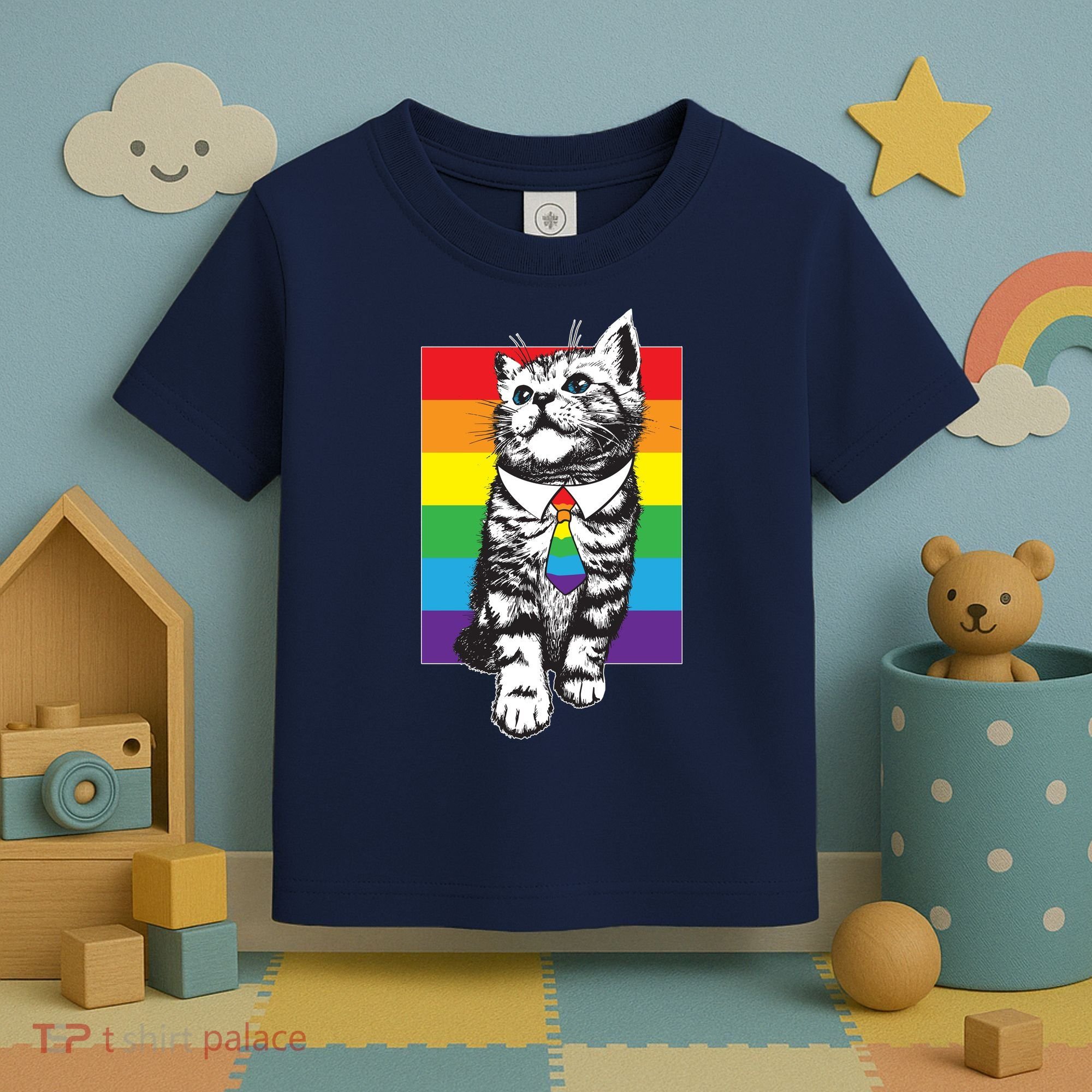 Retro Gay Pride Ally Support Kitten Toddler T-Shirt