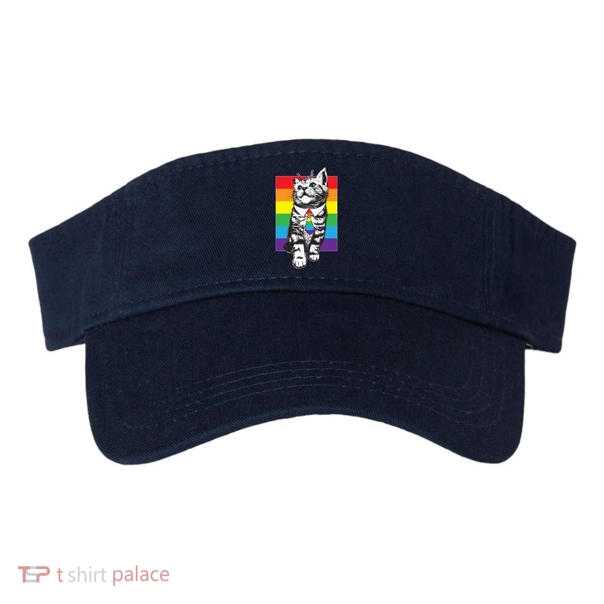 Retro Gay Pride Ally Support Kitten Visor