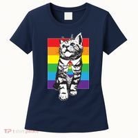 Retro Gay Pride Ally Support Kitten Women's T-Shirt thumb 0