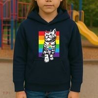 Retro Gay Pride Ally Support Kitten Kids Hoodie thumb 3