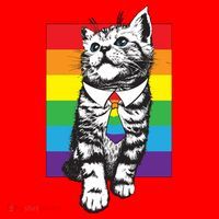 Retro Gay Pride Ally Support Kitten Santa Hat thumb 1