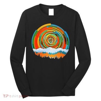 Retro Geometric Sunrise Long Sleeve Shirt