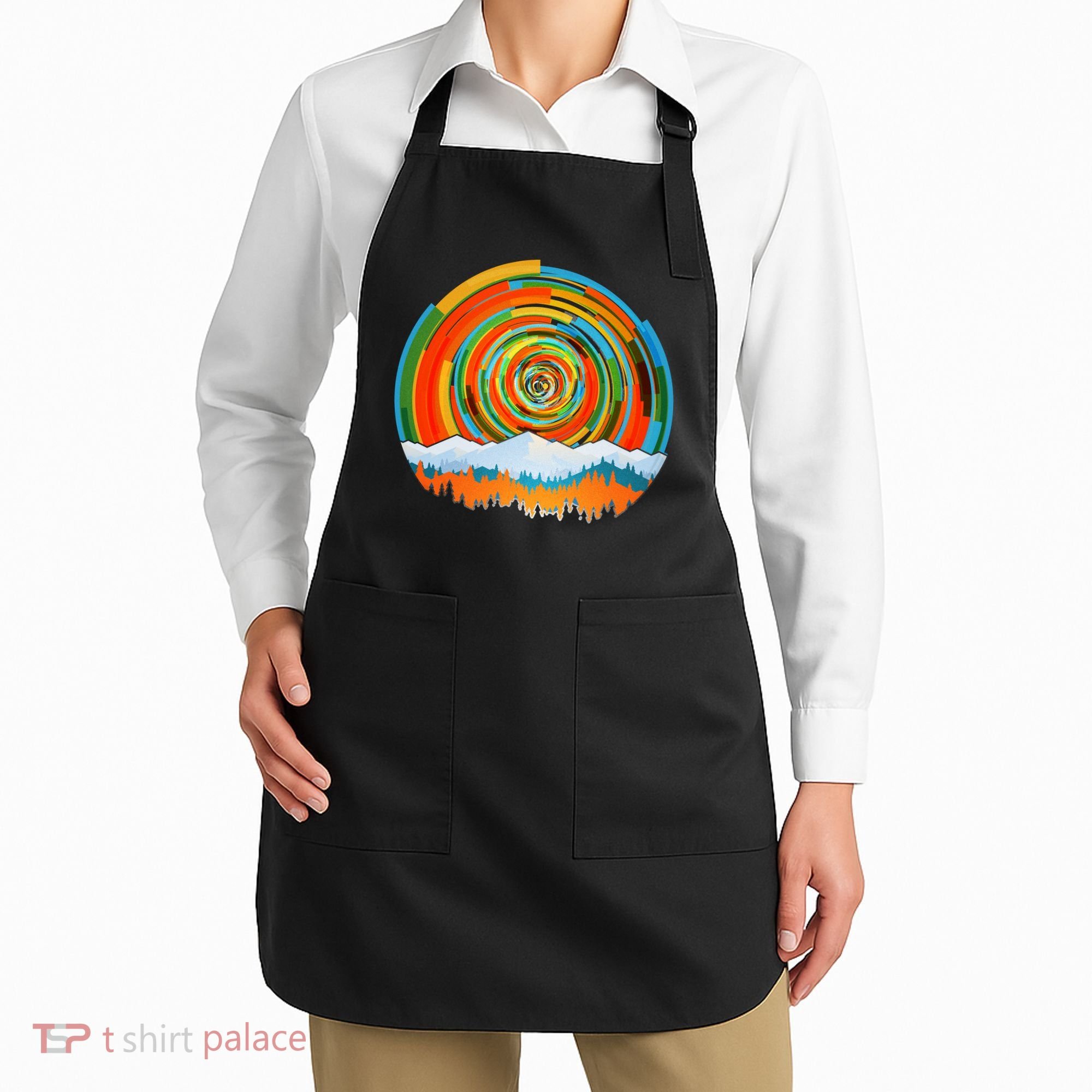 Retro Geometric Sunrise Apron