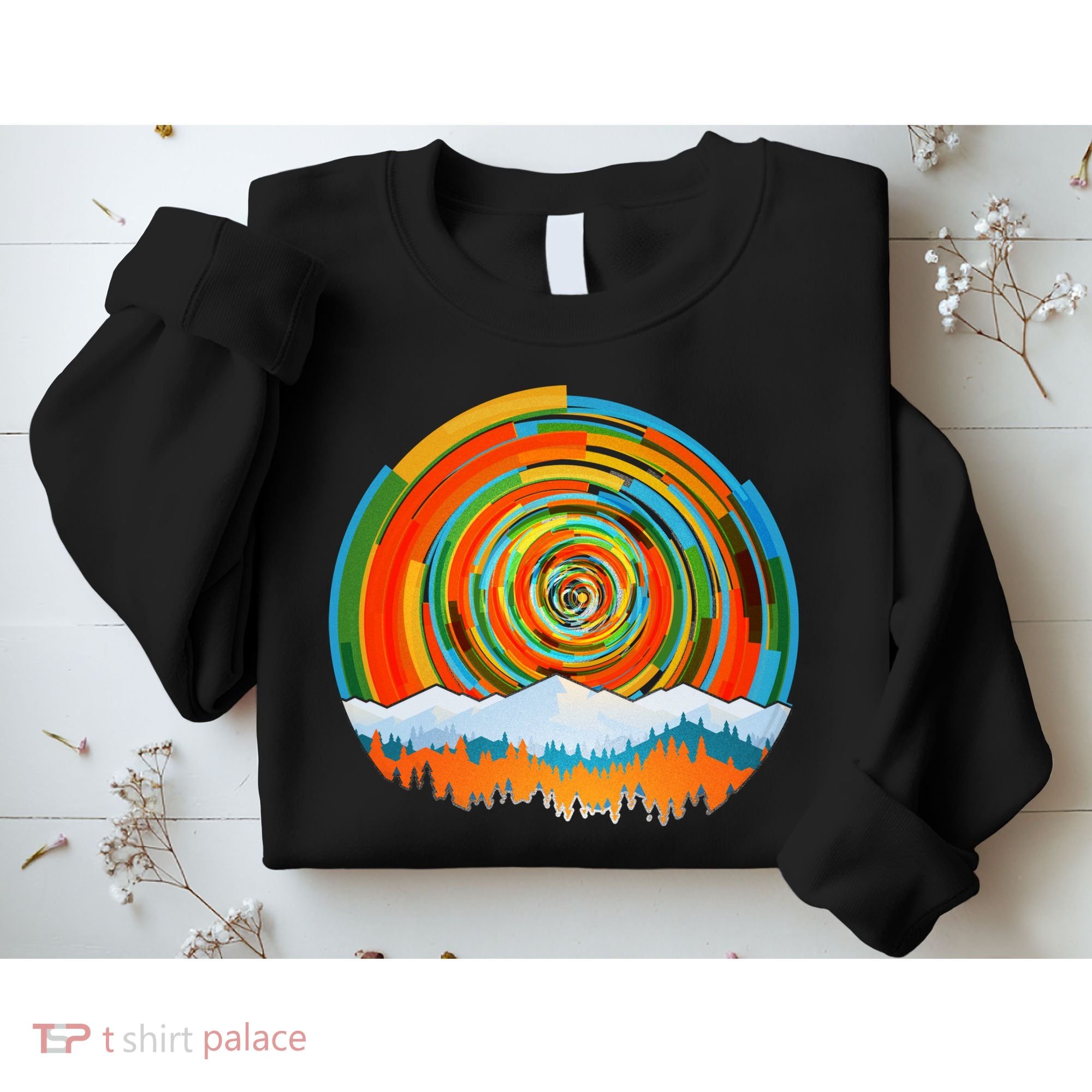 Retro Geometric Sunrise Sweatshirt