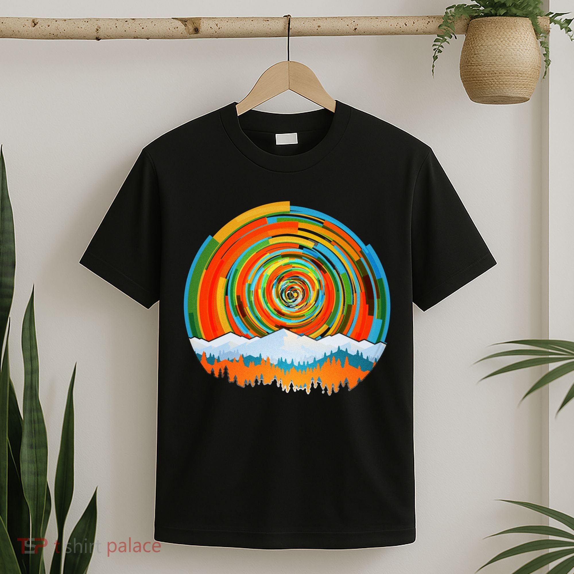 Retro Geometric Sunrise T-Shirt