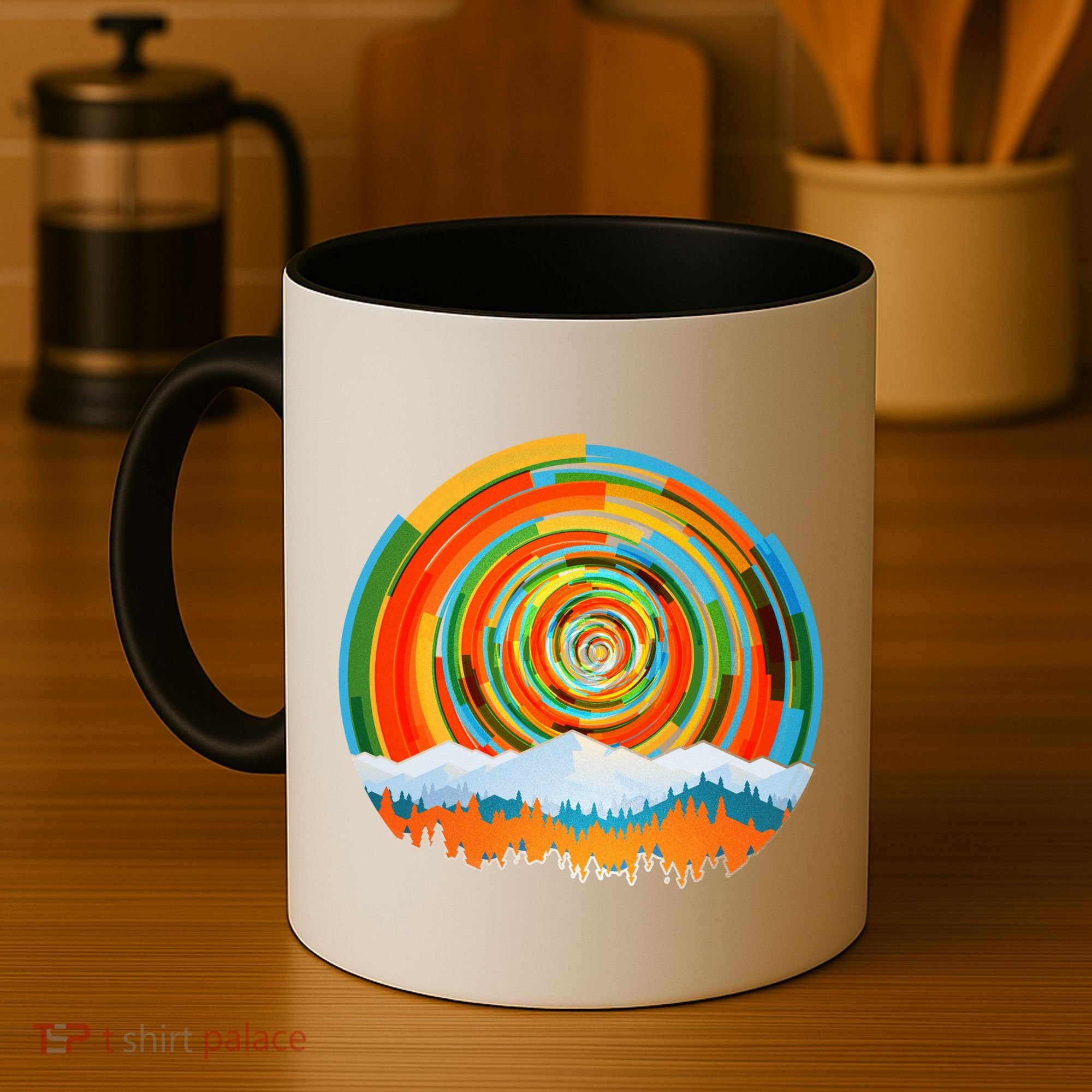 Retro Geometric Sunrise Coffee Mug