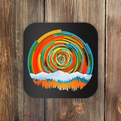 Retro Geometric Sunrise Coaster