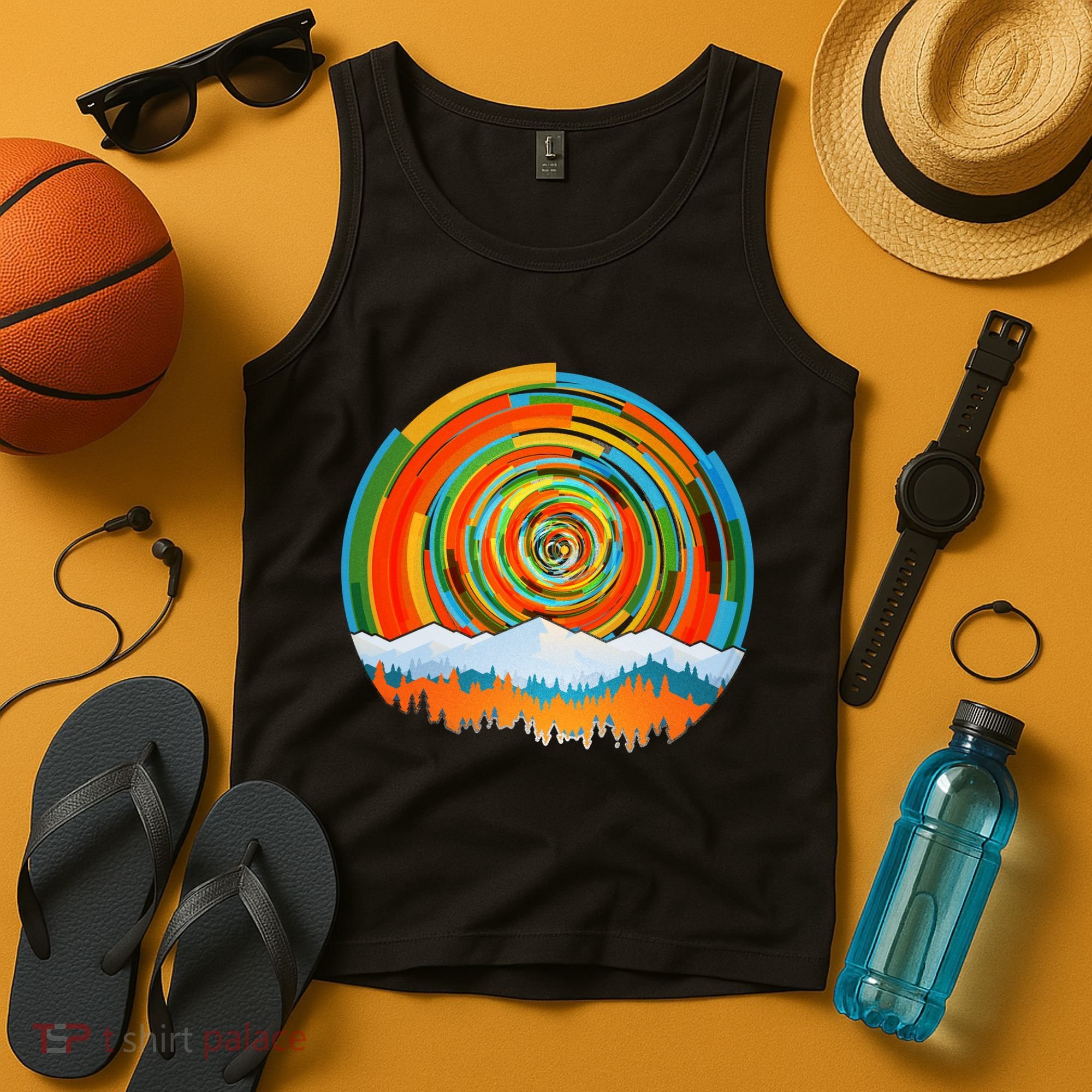Retro Geometric Sunrise Tank Top