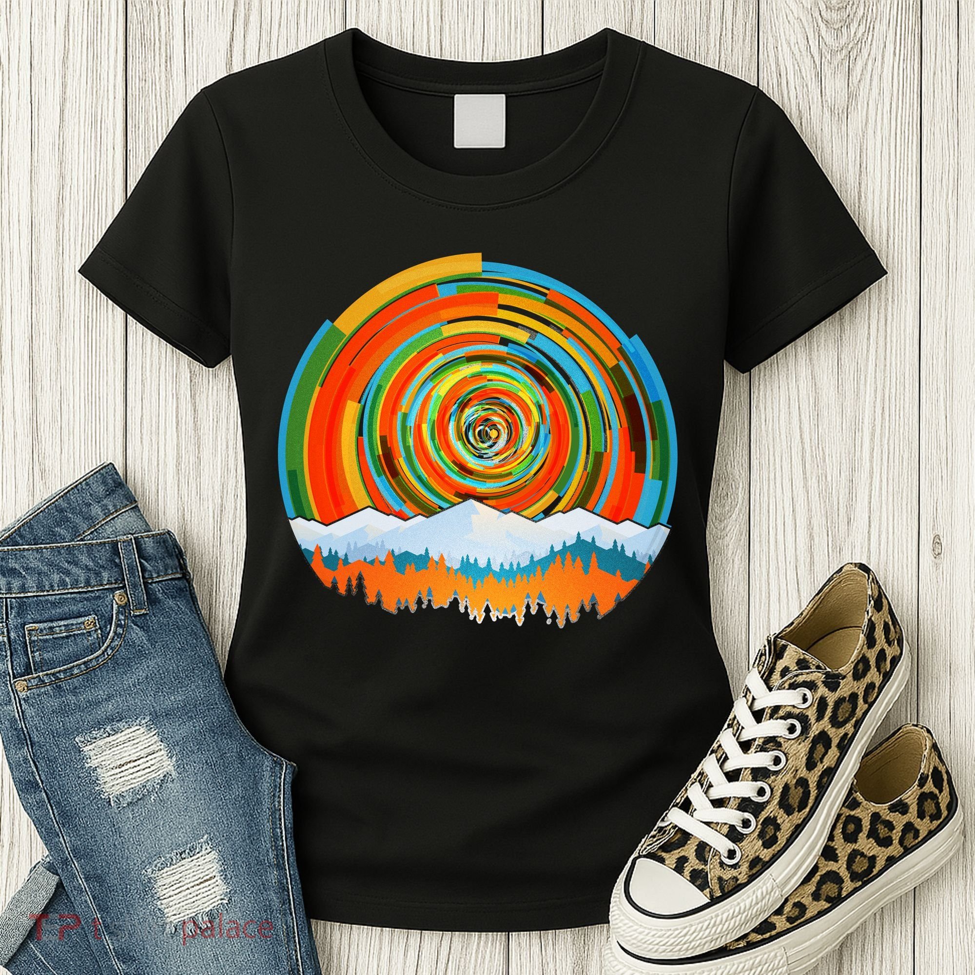Retro Geometric Sunrise Women's T-Shirt