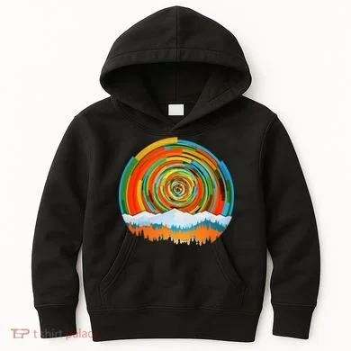 Retro Geometric Sunrise Kids Hoodie