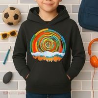 Retro Geometric Sunrise Kids Hoodie thumb 2