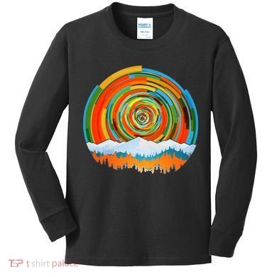 Retro Geometric Sunrise Kids Long Sleeve Shirt