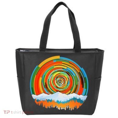 Retro Geometric Sunrise Tote Bag