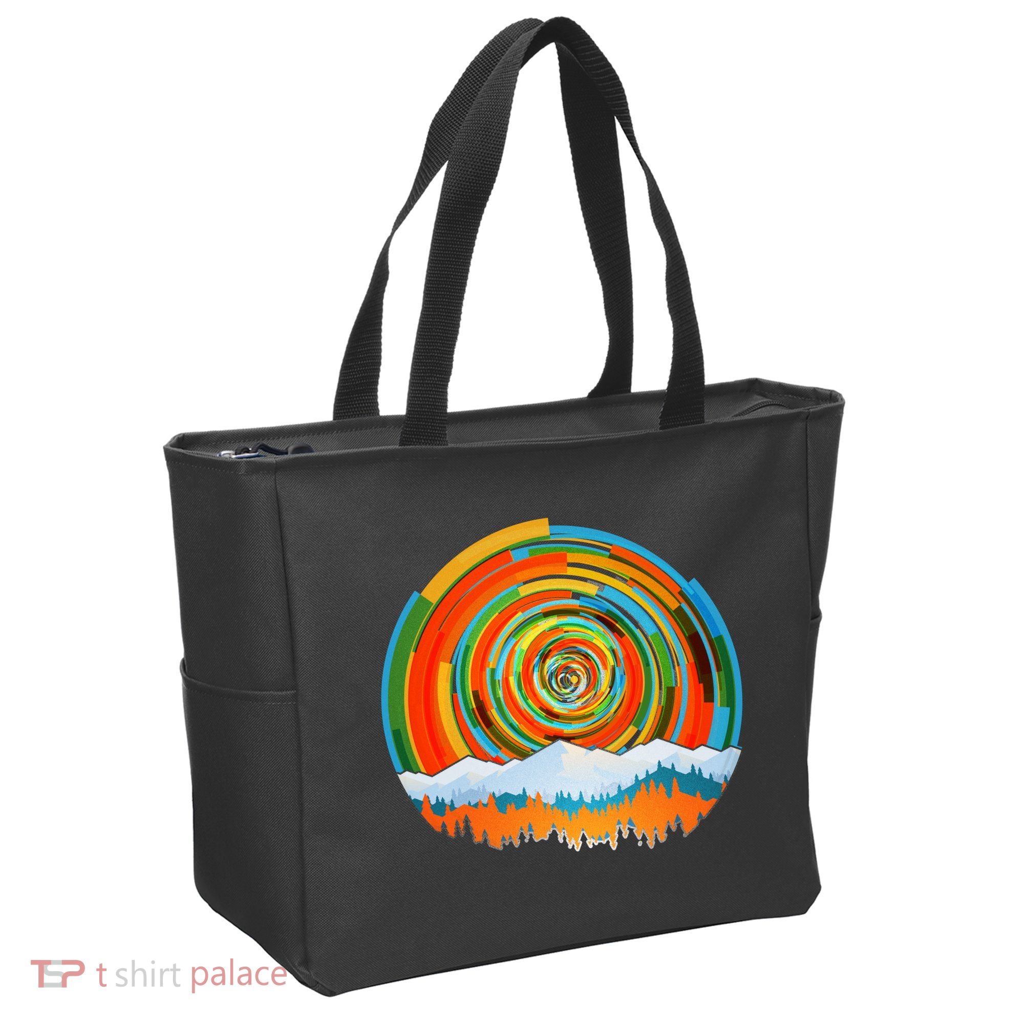 Retro Geometric Sunrise Tote Bag