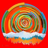 Retro Geometric Sunrise Santa Hat thumb 1
