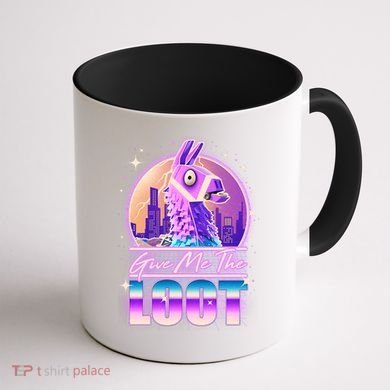 Retro Give Me the Loot Llama Loot Coffee Mug back