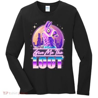 Retro Give Me the Loot Llama Loot Women's Long Sleeve Shirt