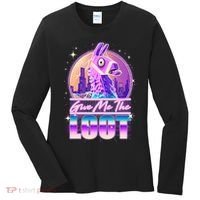 Retro Give Me the Loot Llama Loot Women's Long Sleeve Shirt thumb 0
