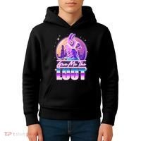 Retro Give Me the Loot Llama Loot Kids Hoodie thumb 4