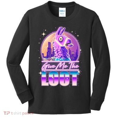 Retro Give Me the Loot Llama Loot Kids Long Sleeve Shirt