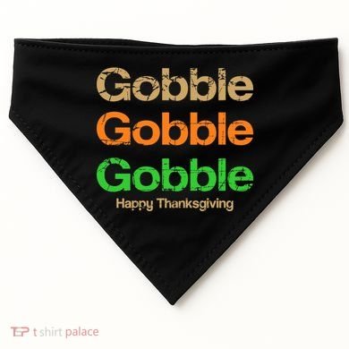 Retro Gobble Funny Thanksgiving USA-Made Doggie Bandana