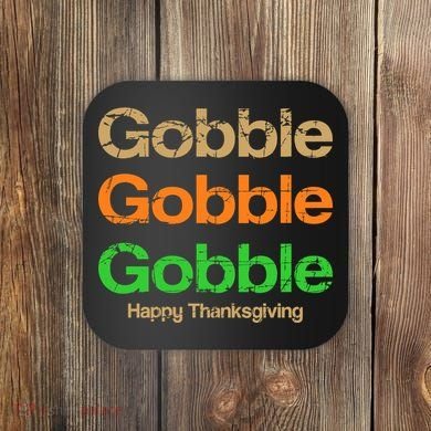Retro Gobble Funny Thanksgiving Coaster