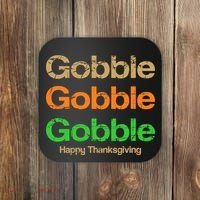 Retro Gobble Funny Thanksgiving Coaster thumb 0