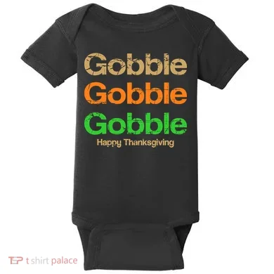 Retro Gobble Funny Thanksgiving Baby Bodysuit