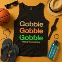 Retro Gobble Funny Thanksgiving Tank Top thumb 4