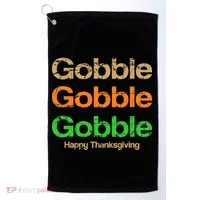 Retro Gobble Funny Thanksgiving Golf Towel thumb 0
