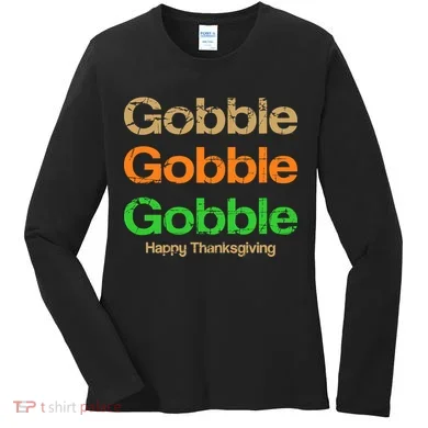 Retro Gobble Funny Thanksgiving Women's Long Sleeve Shirt