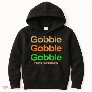 Retro Gobble Funny Thanksgiving Kids Hoodie