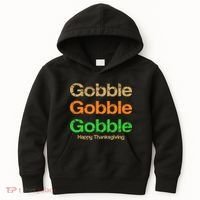 Retro Gobble Funny Thanksgiving Kids Hoodie thumb 0