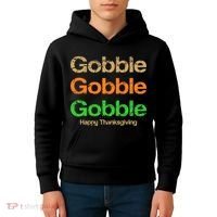 Retro Gobble Funny Thanksgiving Kids Hoodie thumb 4
